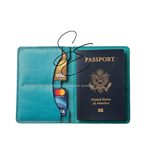 Handcrafted Lightweight Teal Color Tooled Leather Passport <b>Holder</b> Case With Card Slots Western Premium Quality RFID Travel Cover - Product Image 5