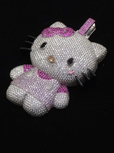 Colgantes Unisex de Plata de Ley 925 Bañados en Oro de Dos Tonos con Diamantes VVS Estilo Hip Hop y Dibujos Animados, Certificados IGI - Product Image 2