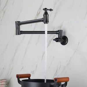 Rubinetto da cucina pieghevole a doppio comando lucidato di alta qualità, in ABS e ottone, a parete, per uso commerciale - Product Image 1