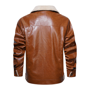 Veste en cuir noir pour homme avec doublure en sherpa, manches longues, coupe-vent, respirante, grande taille, Tamda International TI-MLJ-02 - Product Image 4