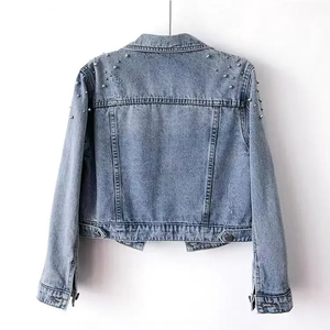 Women's Heavy Embellished Denim <b>Jacket</b> <b>Short</b> Retro Loose Winter Autumn Casual Fashion Coat Button Washed Wholesale 2026 - Product Image 2