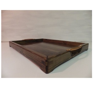 Plateau de service rectangulaire créatif en bois d'acacia nordique avec poignées métalliques, moderne, écologique et multifonctionnel, fourni par les fabricants. - Product Image 6
