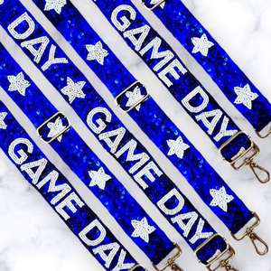 Correa de guitarra azul y naranja hecha a mano con cuentas, longitud personalizada, diseño de estrella bordado con semillas, ecológica, color personalizado - Product Image 1