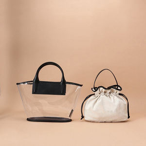 Ensemble de sacs de plage transparents en PVC, sac à main transparent avec pochette à cordon pour femmes, voyage, usage quotidien - Product Image 1