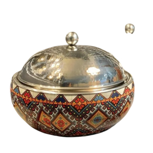 Wholesale Kashmiri Papier Mache Casserole Stainless Steel Hot Pot Insulated Serving Bowl Double Walled Thermal Food <b>Warmer</b> - Product Image 3
