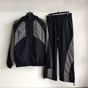 Conjunto Deportivo Personalizado con Bloques de Color, Bordado, Reflectante 3M, Chaqueta con Cremallera, Cortavientos, Traje Deportivo de Nailon para Hombre - Product Image 1