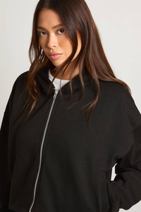 Sweat à capuche zippé pour femme, personnalisé, hiver, 100% coton, logo sur le devant, manches longues, couleur unie, poignets côtelés extensibles, couverture complète - Product Image 3