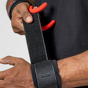 <b>Weight</b> Lifting Hooks with Wrist Support Outdoor Bodybuilding Adjustable Rubber Padded Comfort Professional Made IN Pakistan - Product Image 3
