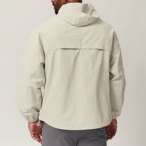 <b>Men's</b> Waterproof Windproof Eco-Friendly Quick Dry Breathable Lightweight Thick 100% Nylon Sporty <b>Long</b> Windbreaker <b>Jacket</b> - Product Image 5