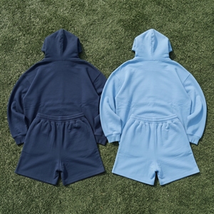 Conjunto de Sudadera con Capucha y Pantalones Cortos Bordados para Hombre, Ropa Casual de Calle, Conjunto de Dos Piezas, Pantalones Cortos de Felpa 100% Algodón - Product Image 2