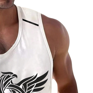 White Solid Breathable Slim Fit Men Tank <b>Top</b> Sleeveless 100% Polyester Workout Fitness Training Sport <b>Vest</b> - Product Image 3