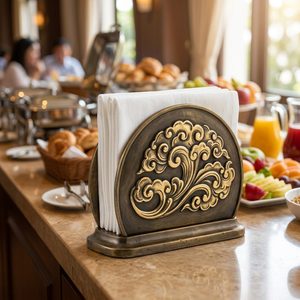 Servilletero de Latón Antiguo Hecho a Mano de 20 cm, Capacidad para Buffet, Baadal Repousse, Decoración para el Hogar, Hotel, Boda - Product Image 2