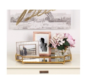 Creative Low MOQ Handmade Beautiful Metal Tray with Metal Round Handle Wholesaler Manufacturer - Product Image 3