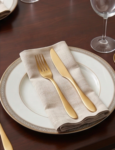 Juego de cubiertos dorados mate, modernos, de acero inoxidable, aptos para lavavajillas, perfectos para vajilla de boda - Product Image 3