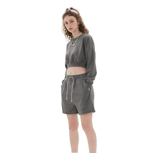 <b>Oversize</b> Solid Color Fleece Long Sleeve <b>Sweatshirts</b> Women Wholesale Cotton Round Neck <b>Vintage</b> <b>Sweatshirt</b> Women - Product Image 1