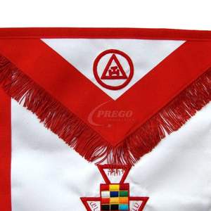 Delantal de Capítulo del Arco Real para Antiguo Sacerdote de la Francmasonería - Delantal con Bordado a Mano Rojo - Product Image 3
