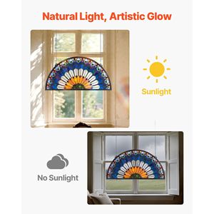 Pour Tiffany Style 36X18 Pouces Vitrail Suspendu Panneau de Fenêtre avec Chaîne Élégant Décor À La Maison - Product Image 4
