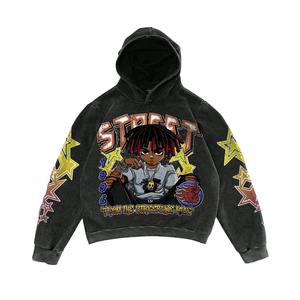 Sweat à capuche personnalisé pour homme 2026, impression DTF de haute qualité, effet délavé, motif portrait original, motif flocon de neige vieilli - Product Image 1