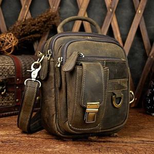 Bolso Bandolera de Cuero Genuino Vintage, Bolso de Hombro con Correa Ajustable y Cierre de Cremallera para Viajes y Negocios - Product Image 2