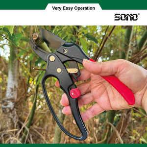 SONO G702 Industrial High Quality <b>PTFE</b> Coated Segmented Branch Shear Ratchet Garden Shears Aluminum Handles PVC Grips - Product Image 3