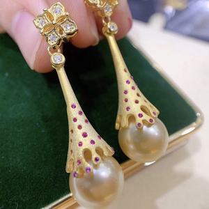 Pendientes Colgantes de Perlas Negras Naturales de 11-12 mm con Incrustaciones de Plata de Ley 925, Ligeramente Imperfectos, Accesorios para el Trabajo, Caja de Regalo - Product Image 1