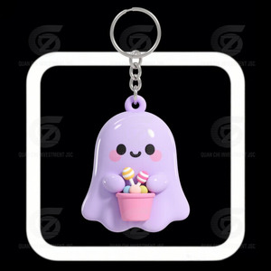 พวงกุญแจยางฮาโลวีนแบบกำหนดเองจากโรงงานผู้ผลิต (OEM) เป็นมิตรกับสิ่งแวดล้อม ดีไซน์ 3 มิติ สำหรับโปรโมชั่นช่วงเทศกาลหลอนๆ ลายผี ฟักทอง แม่มด ลูกอม  สามารถปรับแต่งได้ - Product Image 3