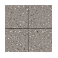 Carreaux de céramique en porcelaine à gros grains bon marché de 600x600 mm, gris foncé mat glacé, terrazzo, pour salle de bain, cuisine, sol en terrazzo