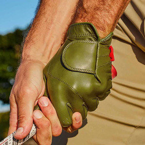 Guante de Golf de Cuero Genuino Marrón para Mano Derecha, Transpirable, Perforado, con Cierre de Velcro, Unisex, Deportivo - Product Image 6