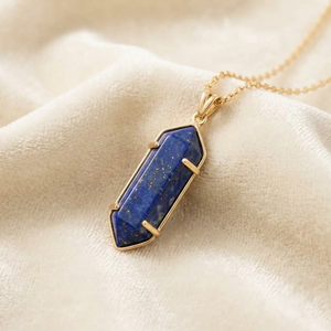 Natural <b>Lapis</b> <b>Lazuli</b> Healing Bohemia Style Gold Plated Brass Custom Gemstone <b>Pendant</b> Necklace Spiritual Gift Jewelry Wholesale - Product Image 1
