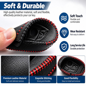 Étui pour clé de voiture en cuir, sur mesure pour clés à 2, 3 ou 4 boutons, housse de protection avec positionnement précis des boutons - Product Image 5
