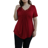 Camiseta Casual de Manga Corta para Mujer, Talla Grande, Transpirable, Cuello Redondo, con Volantes, Ecológica, de Secado Rápido, Antiarrugas y Cómoda