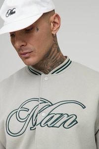 Blouson Bomber Varsity Unisexe en Cuir Véritable et Laine, Style Vintage Streetwear, Coupe Ample, Matelassé, Coupe-Vent, avec Lettres Brodées sur le Devant - Product Image 6