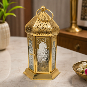 Brass Moroccan Candle <b>Lantern</b> Holder Metal <b>Hurricane</b> <b>Lantern</b> Decorative Home Decor Ramadan Wedding Table Centerpiece Gift - Product Image 1