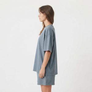 Conjunto Casual de Algodón: Camiseta Oversize y Pantalones Cortos para Mujer - Elegante Conjunto de Dos Piezas de Algodón para Verano, Camiseta de Manga Corta Ajustada - Product Image 5