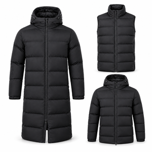 Custom <b>Men's</b> Hooded <b>Long</b> Quilted <b>Puffer</b> Jacket Fur Shell Warm Insulated Winter <b>Coat</b> Casual Outerwear OEM - Product Image 1