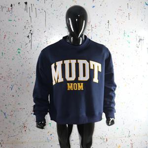 Sudadera MUDT MOM Azul Marino con Cuello Alto, 100% Blanca, con Apliques Bordados, Cuello Ancho, info.clushsports - Product Image 3