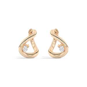 14K Gold Pear Cut Lab Grown Diamond Huggies <b>Hoop</b> <b>Earrings</b> Pave Set Curved Wave Twist 13mm Geometric <b>Hinged</b> Huggie Clasp 0.20ct - Product Image 1