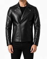 Zacht aanvoelende leren jas heren premium casual buitenkleding comfortabele constructie elegante leren jas fabrikant
