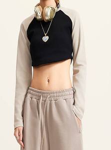 Custom New American Short Sleeve Cotton T-Shirt Women Casual Crop <b>Top</b> Sweet Cool Spicy BM Wind Long Sleeve Rotator T-Shirt - Product Image 2