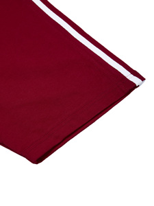 T-shirt à manches courtes col rond pour homme, coupe ample, décontracté, tricoté, 100% coton respirant, bordure contrastée rouge et blanc - Product Image 6