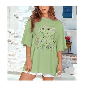 Best Selling Digital Printed Women's Casual 100% Cotton <b>Half</b> <b>Sleeve</b> <b>T</b>-<b>shirt</b> Plus Size Shoulder Slope Comfortable From Bangladesh - Product Image 4