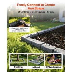 Kit Bordo Giardino Senza Scavo da 4,7 m, Bordura Paesaggistica Effetto Pietra per Prato e Aiuole, Confezione da 4 Sezioni Ciascuna - Product Image 3
