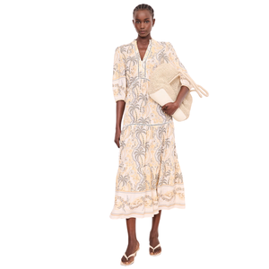Vestido largo maxi con estampado floral para mujer, estilo línea A, atuendo de verano - Product Image 1