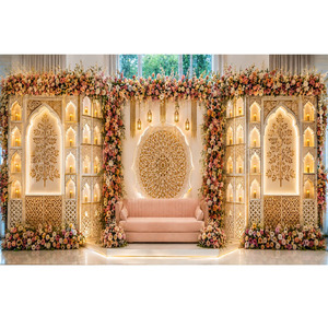 Marcos de Boda Estilo Jharokha Personalizados, Tema Palacio Real, Marco de Espejo para Escenario de Boda, Paneles de Escenario para Compromiso con Tema Elegante y Chic - Product Image 1