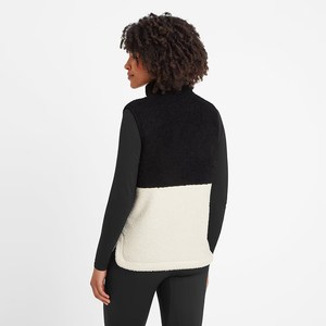 <b>Women's</b> Black White <b>Sherpa</b> Fleece Vest Two Tone Color Block Stand Collar Full Zip Fluffy Thermal <b>Gilet</b> Bodywarmer Outerwear OEM - Product Image 3