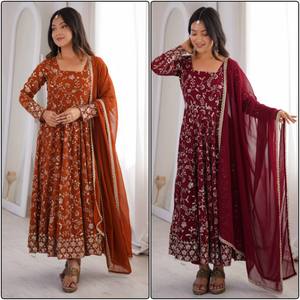 Maroon Embroidered Ankle-Length <b>Kurta</b> Set With Dupatta Women Traditional Ethnic <b>Indian</b> Pakistani Wedding Wear - Product Image 6