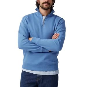 2025 Men's Half Zip <b>Pullover</b> Sweatshirts Heavyweight Cotton Fleece Quarter Zip Hoodies Custom Logo <b>Jumpers</b> Plain Dyed Winter - Product Image 2