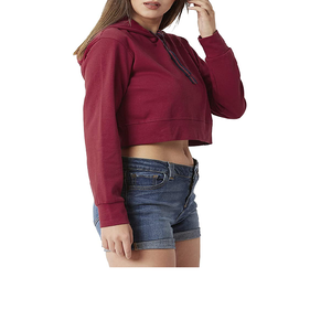 Haut à capuche de yoga personnalisé pour femmes, à manches longues, avec ourlet arrondi, style crop top, pour entraînement, pour fabricants - Product Image 3