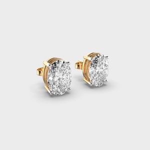 Pendientes de Diamantes Ovalados Cultivados en Laboratorio con Certificación IGI, Oro Amarillo/Blanco/Rosa de 9K, Pendientes Solitarios con Diamantes Ovalados - Product Image 6