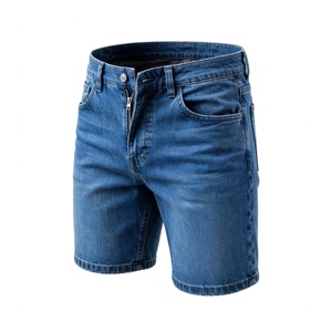Pantalones Cortos Bermuda de Mezclilla Azul para Hombre, Talla Grande, Cintura Media, Cierre de Botones, Casuales, de Algodón, para Verano - Product Image 5